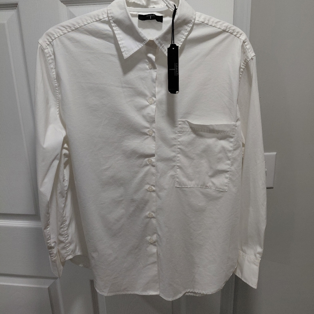 Tahari Women's Small White Casual Button Down Oversize Shirt New W/ Tags